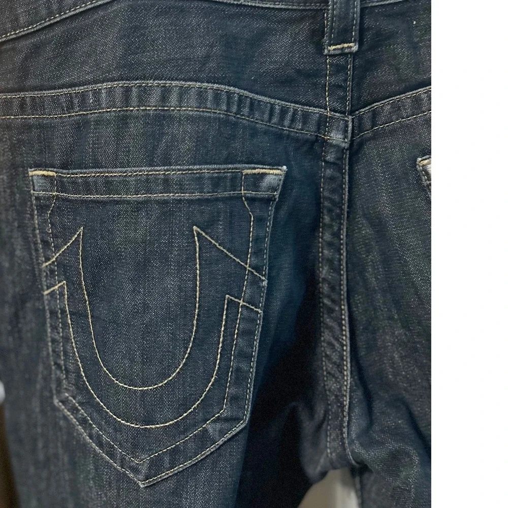True Religion World Tour‎ Mens Dark Wash Denim Jeans 36W Horseshoe Pocket